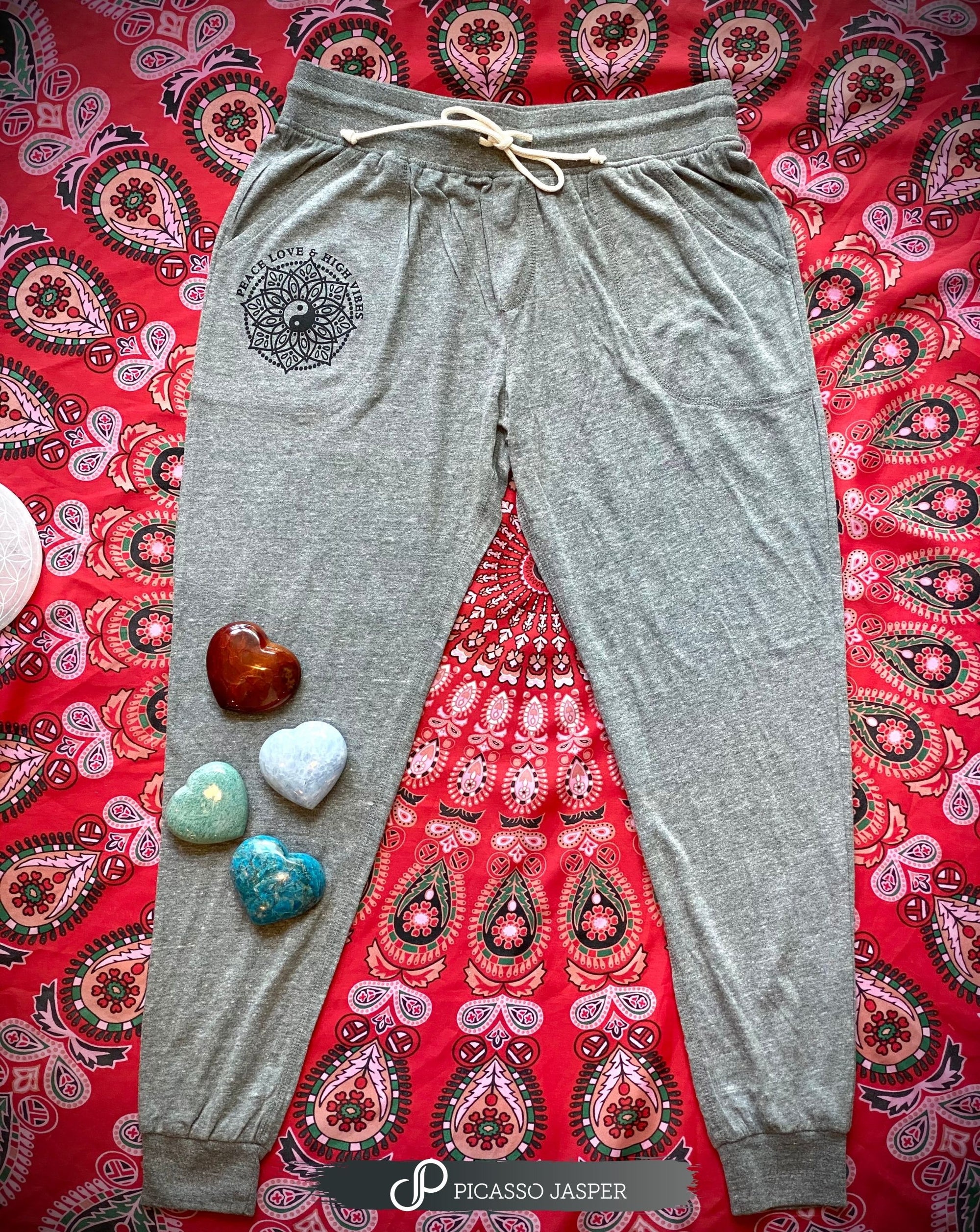 Last Ones! Peace Love High Vibes, Eco GRAY, Light Weight Jogger