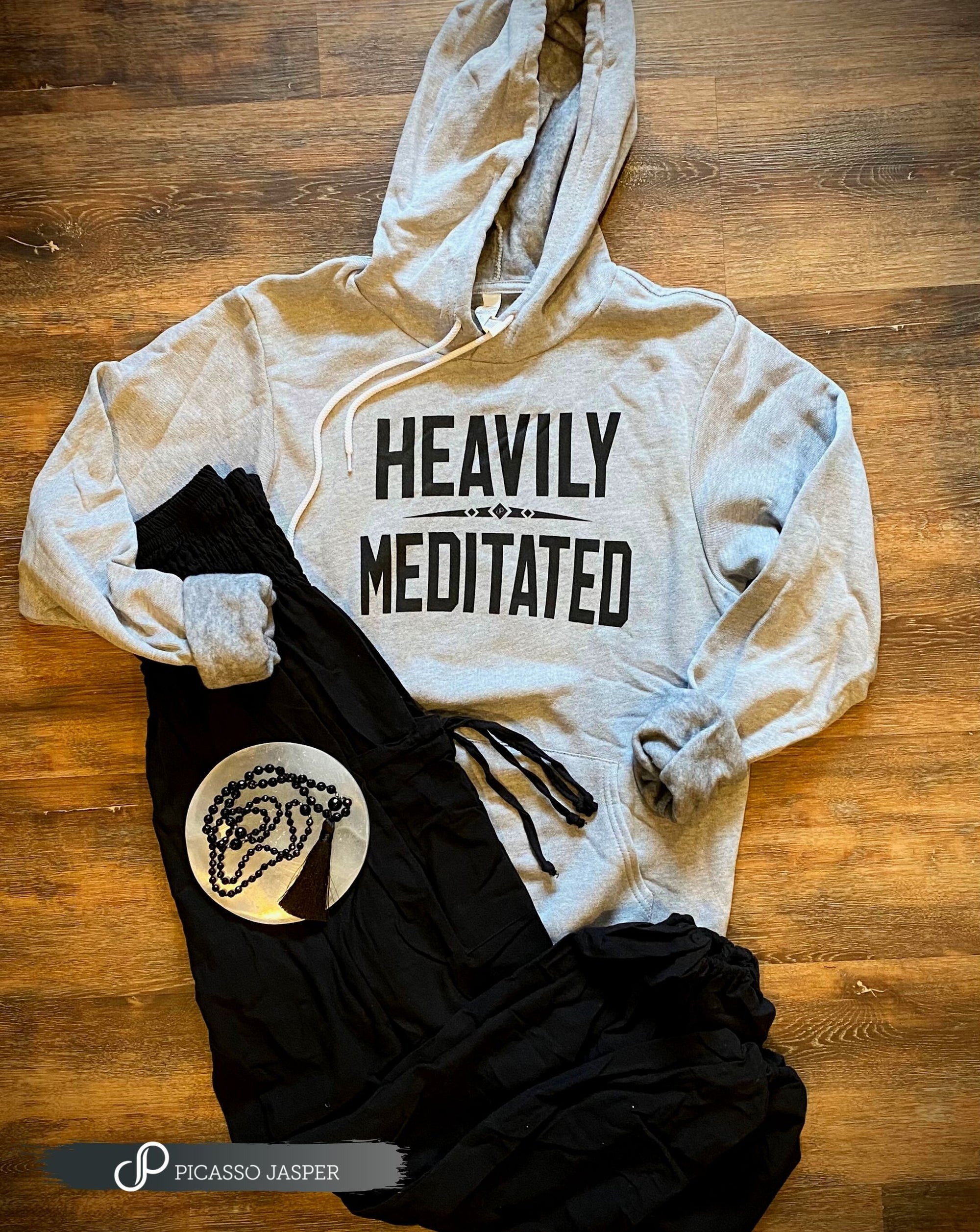 Heavily Meditated + Black Cotton Magic Pants + Crystal, Sweatshirt Bundle!