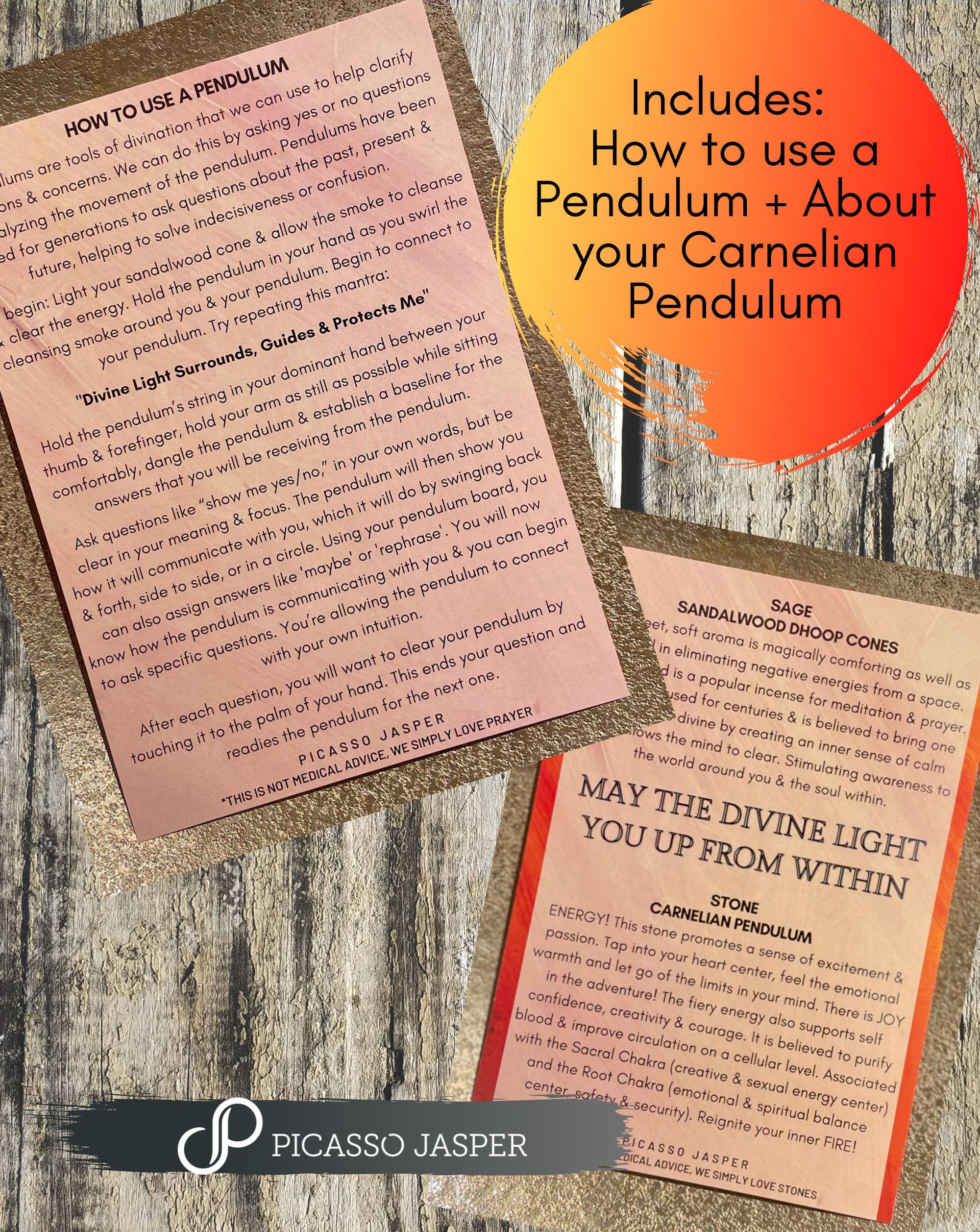 Carnelian Pendulum + Board & More, Bundle
