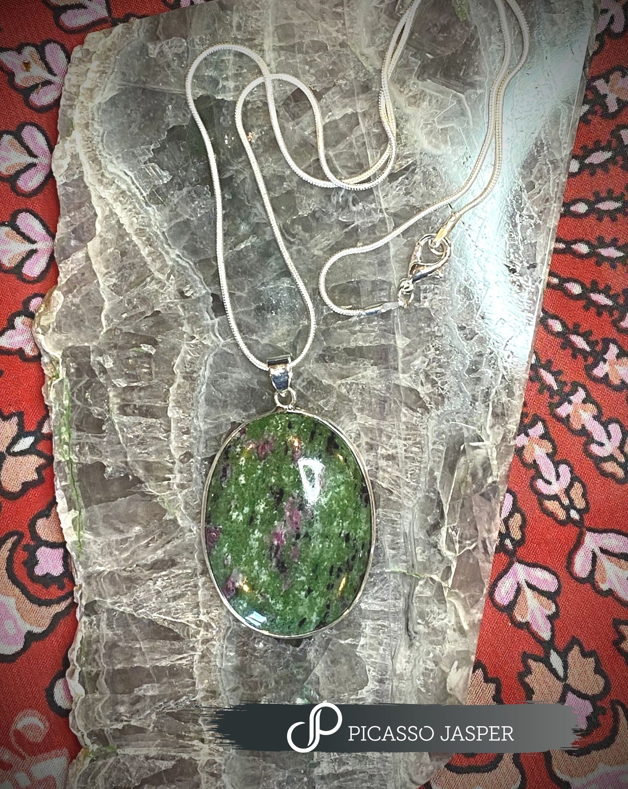 Ruby Zoisite, Reiki Infused Pendant + 18" Necklace: Optimism, Hope + Personal Growth