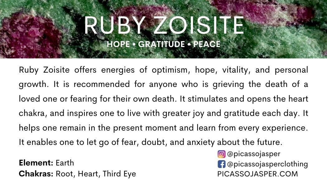 Ruby Zoisite Heart- Optimism, Hope + Personal Growth