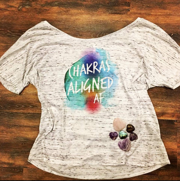 XXL ONLY! Chakras Aligned AF, Scoop Neck Tee Shirt