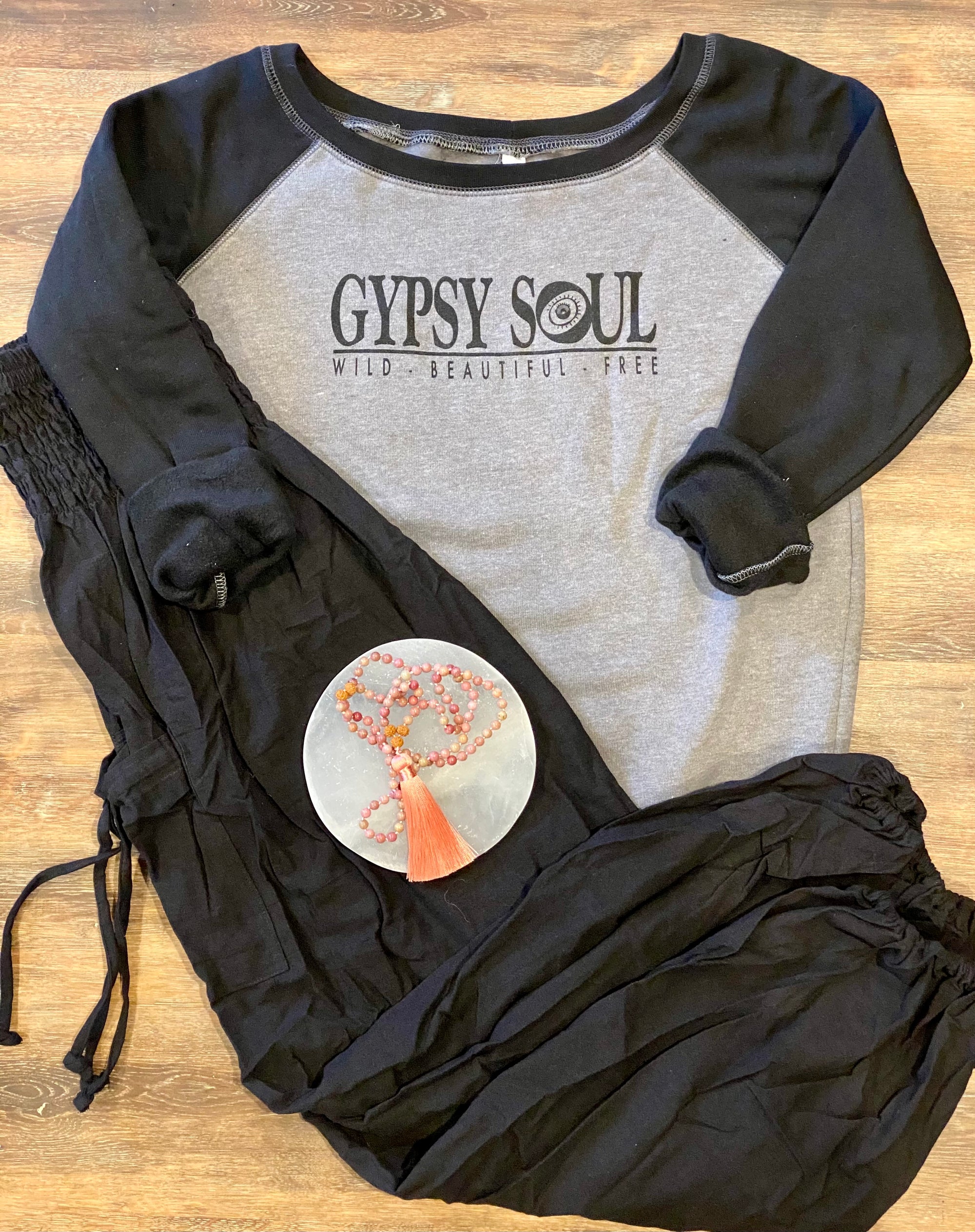 Gypsy Soul Fleece + Black Cotton Magic Pants + Crystal, Sweatshirt Bundle!